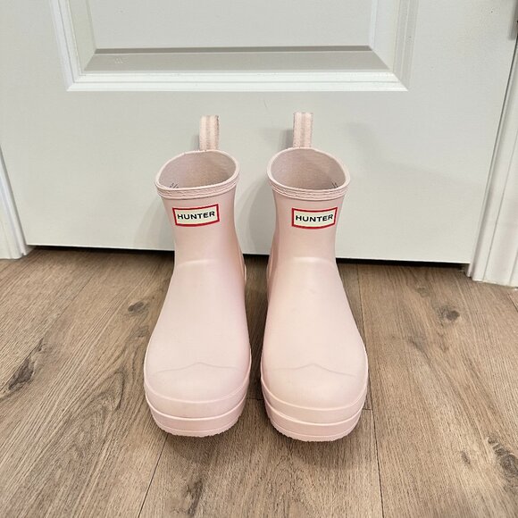 HUNTER Play Short Rain Boots in Light Natural Pink Size US 8 - Picture 2 of 7